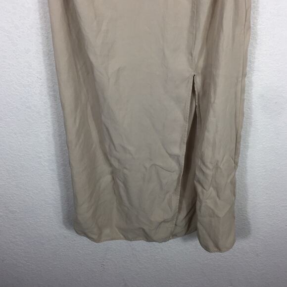 Zara Cream Cut Out Midi Dress Large Smocked Sleeveless Summer Lightweight - Picture 9 of 12